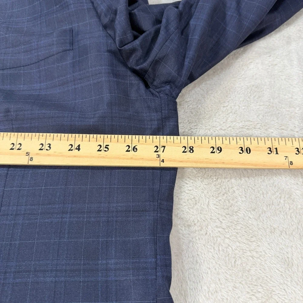 Bespoke Loro Piana Australis S150s Mens 54L Wool Blazer Navy Plaid Golf Lining